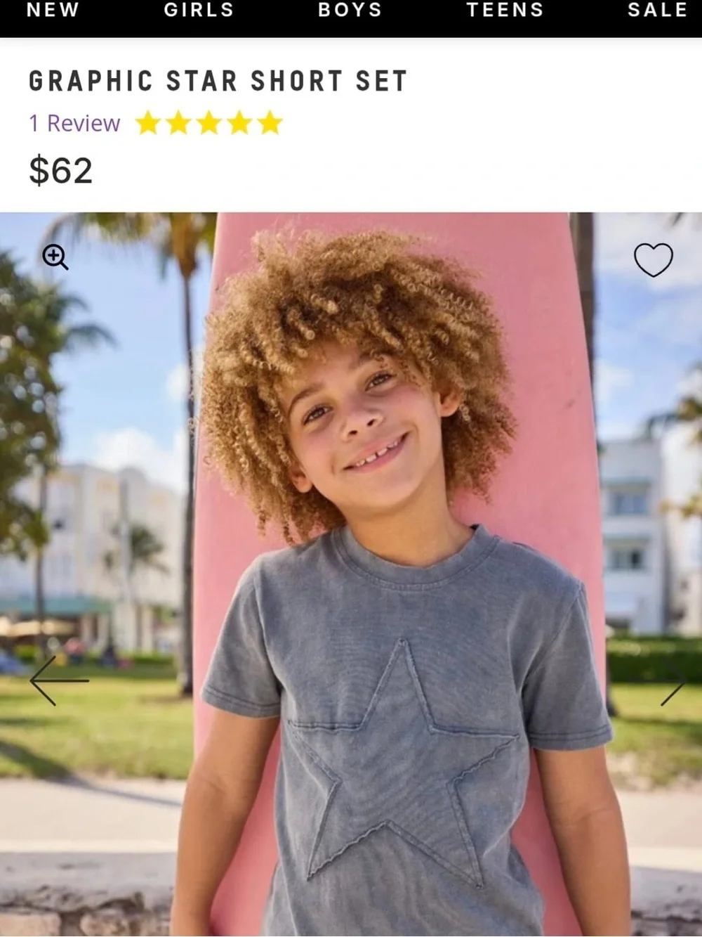 Lola + The Boys Boys Grey Star Terry Short Set - Dusty Blue/Gray